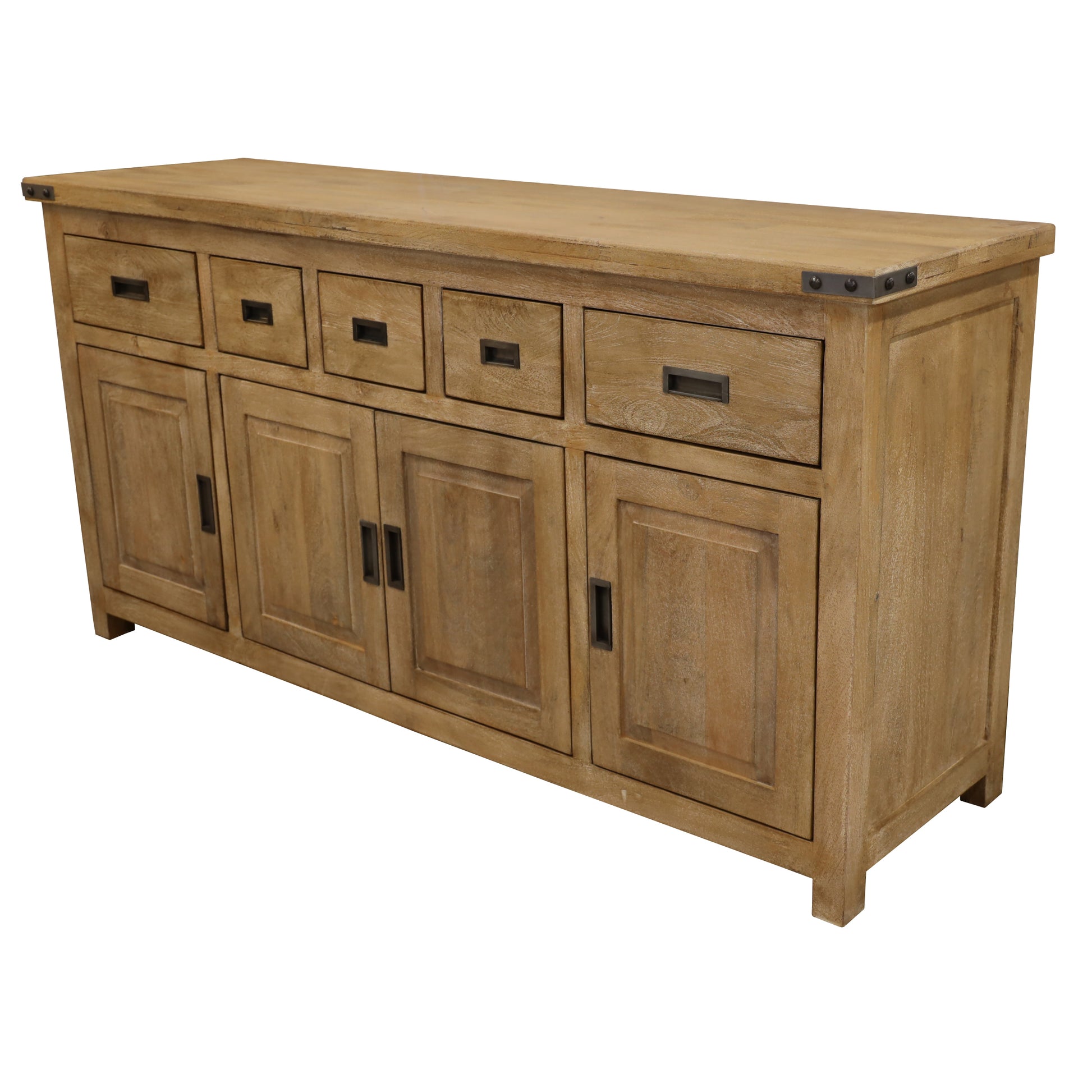 Gloriosa Buffet Table 180cm 4 Door 5 Drawer Solid Mango Timber Wood - Honey Wash - Cosy Abode