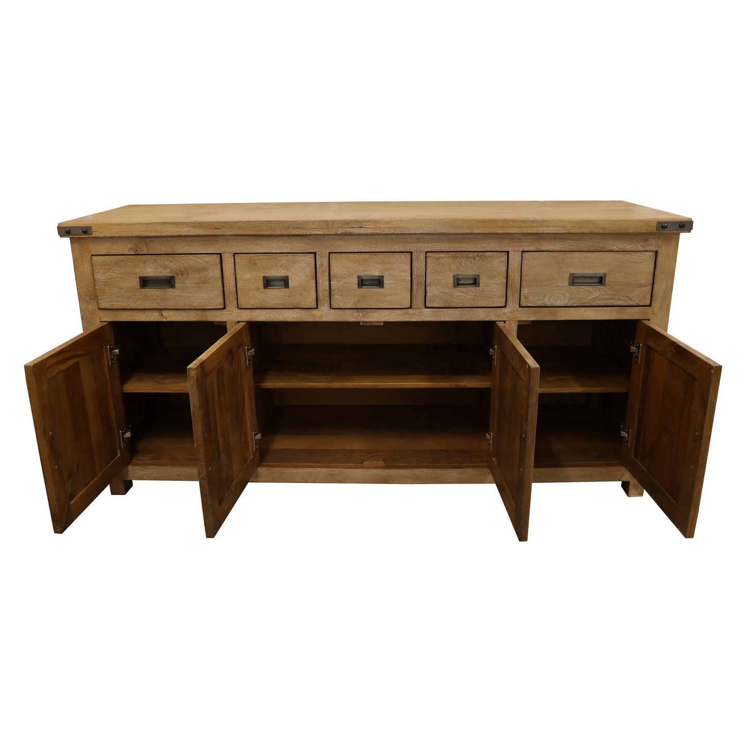Gloriosa Buffet Table 180cm 4 Door 5 Drawer Solid Mango Timber Wood - Honey Wash - Cosy Abode