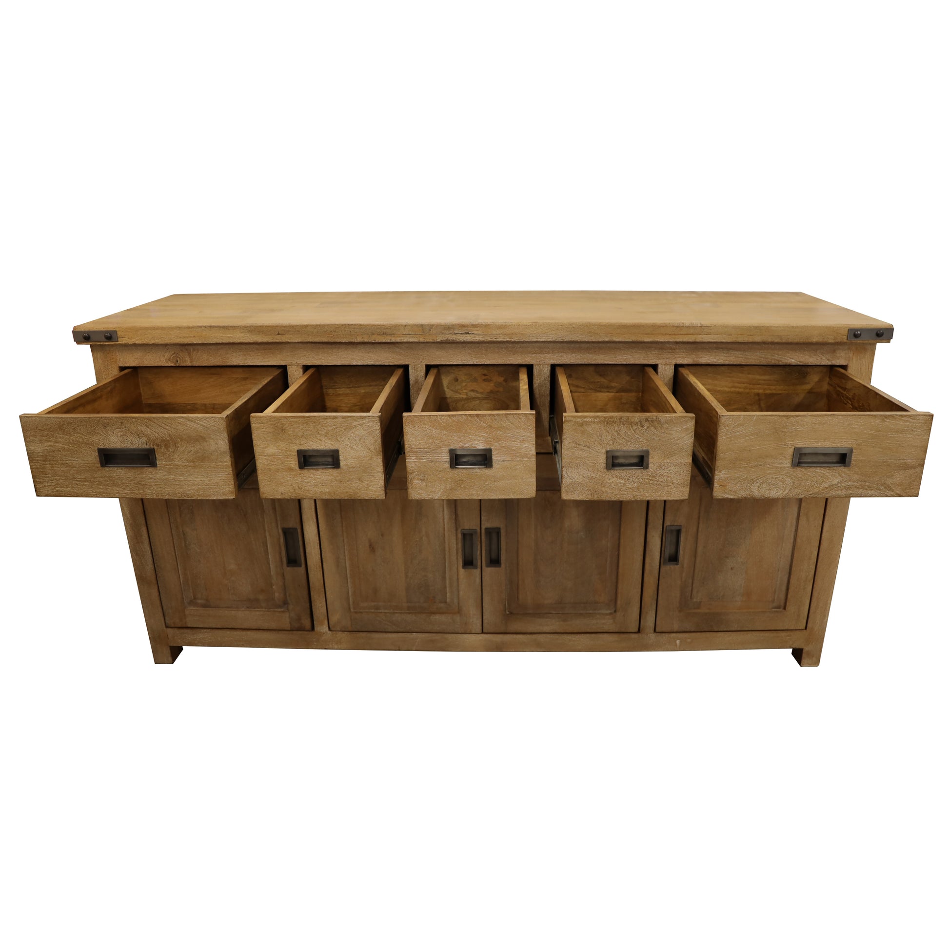Gloriosa Buffet Table 180cm 4 Door 5 Drawer Solid Mango Timber Wood - Honey Wash - Cosy Abode