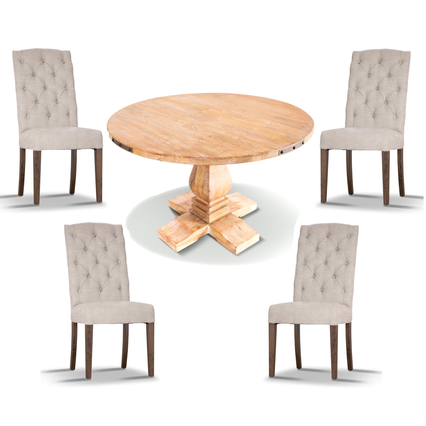 Gloriosa 5pc Timber Breakfast Table with 4 Upholstered Chairs - Cosy Abode