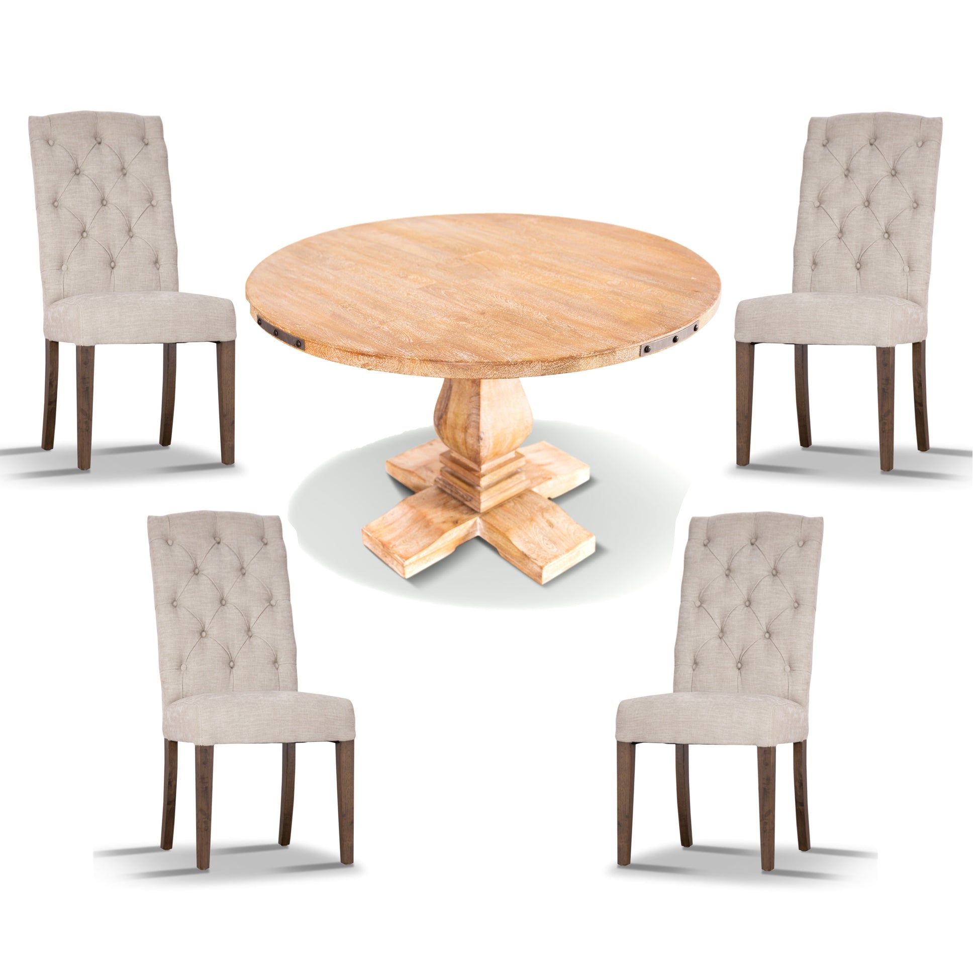 Gloriosa 5pc Timber Breakfast Table with 4 Upholstered Chairs - Cosy Abode