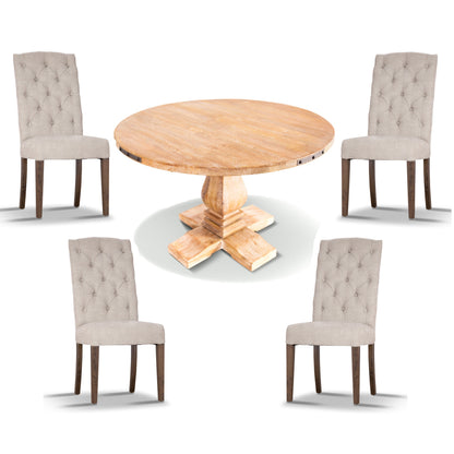 Gloriosa 5pc Timber Breakfast Table with 4 Upholstered Chairs - Cosy Abode