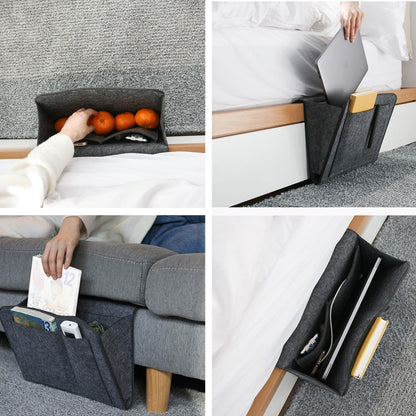Bed Organiser Bed Caddy Sofa Organiser Bedside Organiser Book Magazines Organiser Dark Grey - Cosy Abode