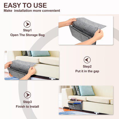 Bed Organiser Bed Caddy Sofa Organiser Bedside Organiser Book Magazines Organiser Grey - Cosy Abode