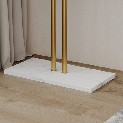 Metal Coat Rack Marble Base Hooks Clothes Coats Bag Tree Hat Display Hanger Stand Organiser 2 Pole - Cosy Abode