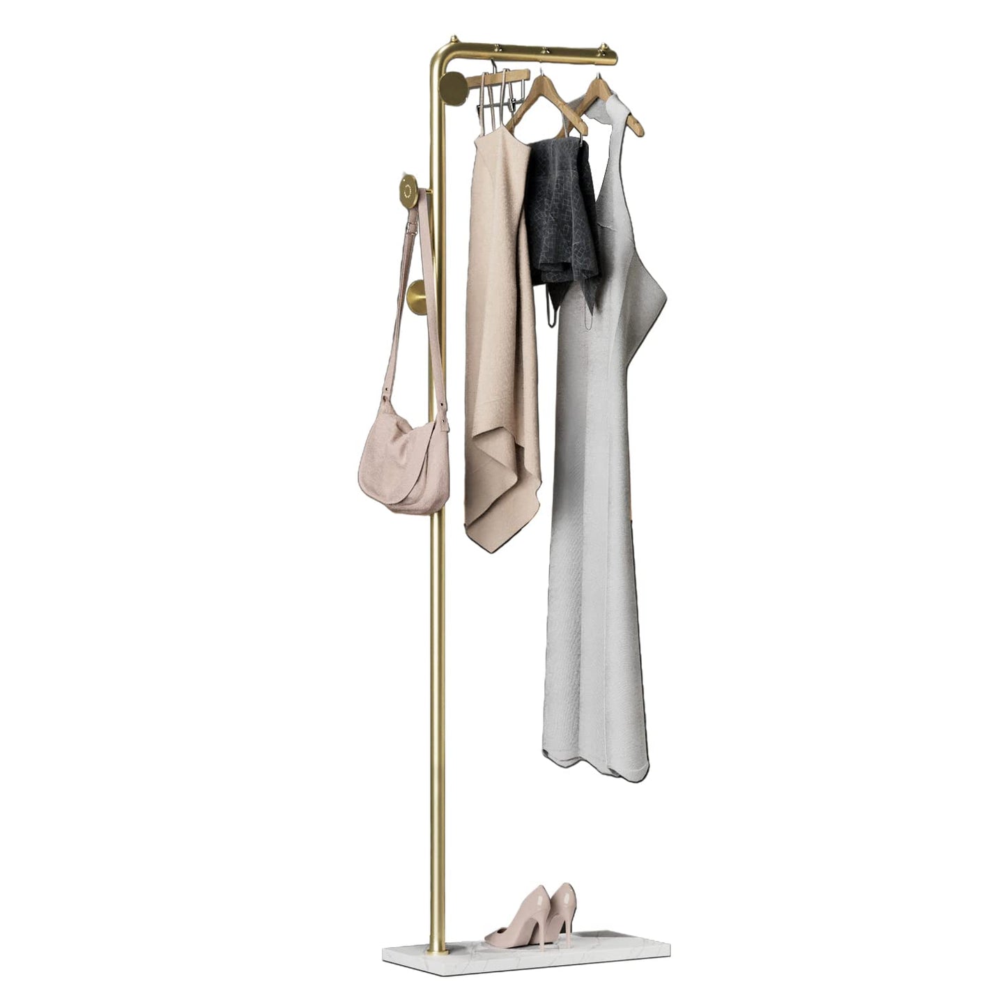 Metal Coat Rack Marble Base Hooks Clothes Coats Bag Tree Hat Display Hanger Stand Organiser - Cosy Abode