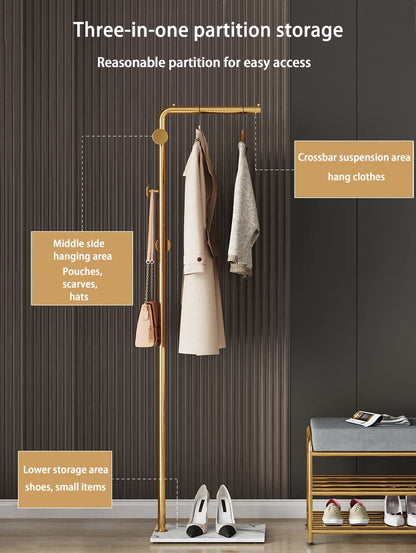 Metal Coat Rack Marble Base Hooks Clothes Coats Bag Tree Hat Display Hanger Stand Organiser - Cosy Abode
