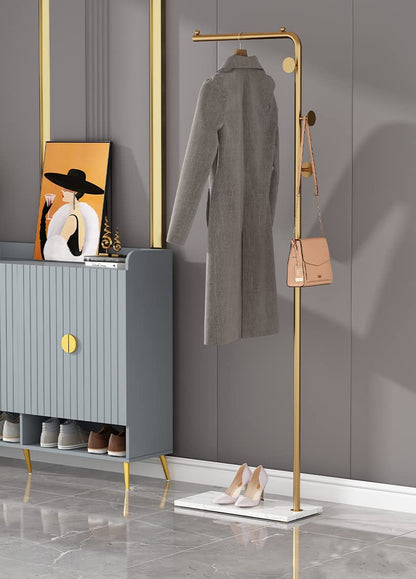 Metal Coat Rack Marble Base Hooks Clothes Coats Bag Tree Hat Display Hanger Stand Organiser - Cosy Abode