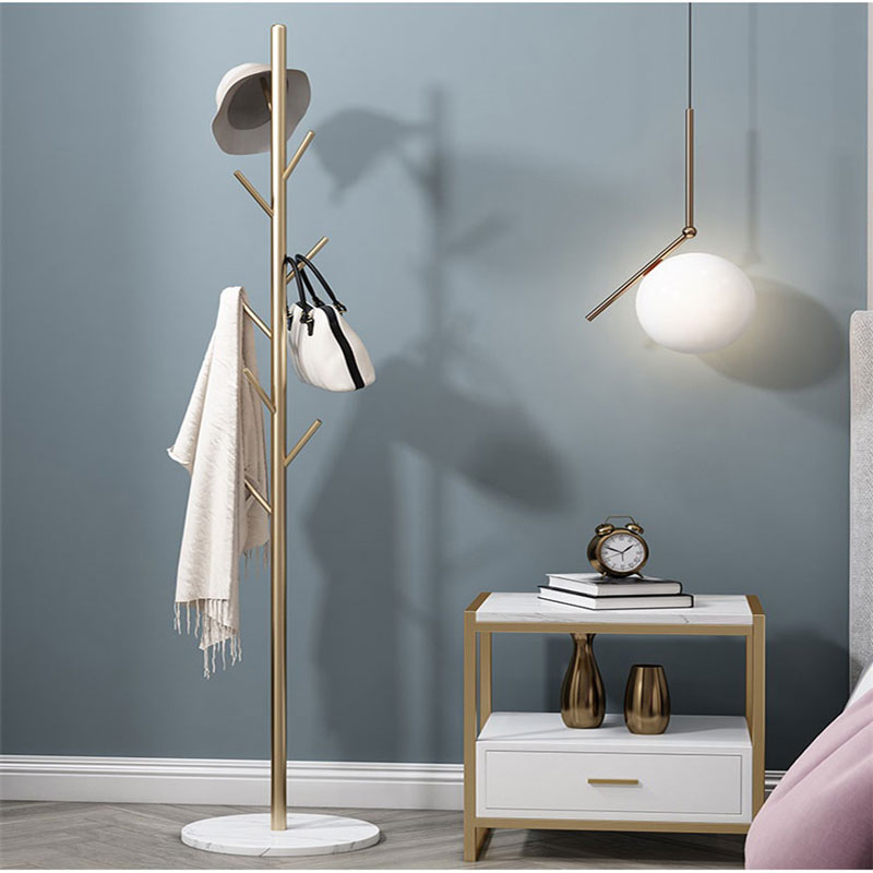 Metal Coat Rack Marble Base 8 Hooks Clothes Tree Hat Display Hanger Bag Organiser - Cosy Abode
