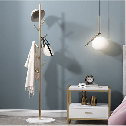 Metal Coat Rack Marble Base 8 Hooks Clothes Tree Hat Display Hanger Bag Organiser - Cosy Abode
