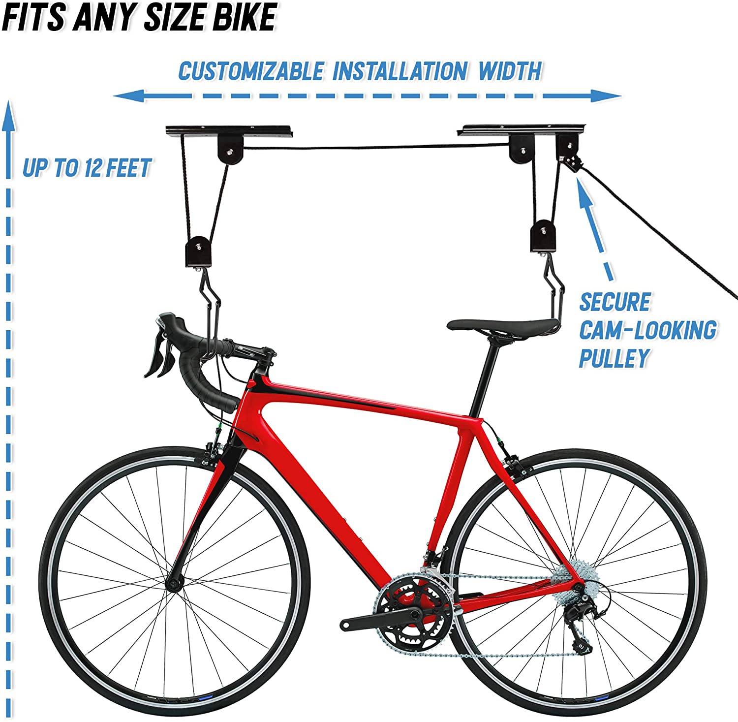 Kayak Bike Hoists Hanger Ladder Ceiling Mount 55kg Capacity Hooks Pulleys - Cosy Abode