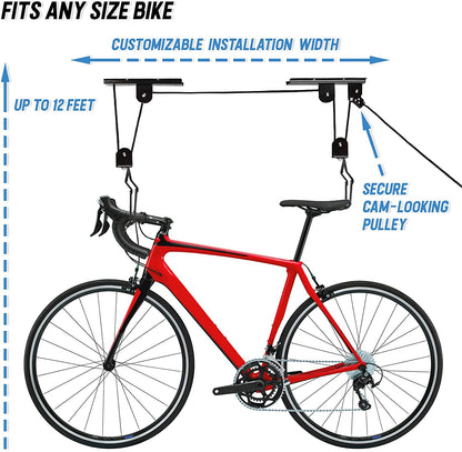 Kayak Bike Hoists Hanger Ladder Ceiling Mount 55kg Capacity Hooks Pulleys - Cosy Abode