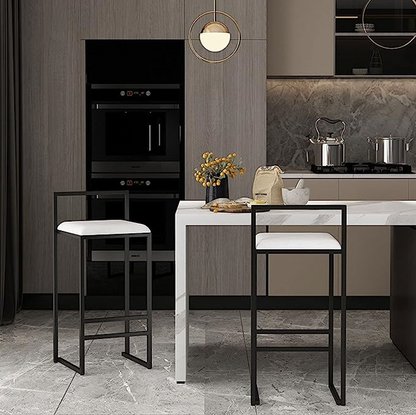 Interior Ave - La Maison Designer White Velvet Bar Stool - Set of 2 - Cosy Abode