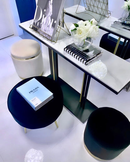 Interior Ave - Pandora Stone Marble Console - Marble & Black - Cosy Abode