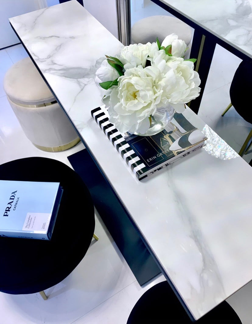 Interior Ave - Pandora Stone Marble Console - Marble & Black - Cosy Abode