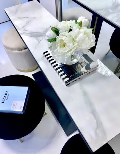 Interior Ave - Pandora Stone Marble Console - Marble & Black - Cosy Abode
