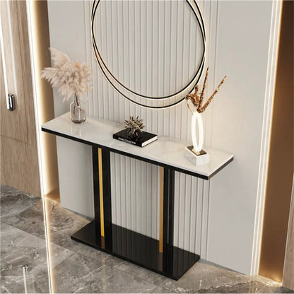 Interior Ave - Pandora Stone Marble Console - Marble & Black - Cosy Abode
