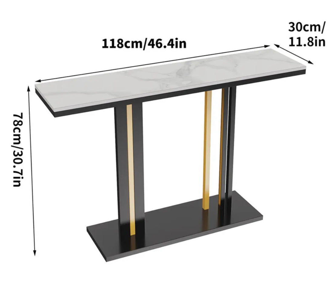Interior Ave - Pandora Stone Marble Console - Marble & Black - Cosy Abode