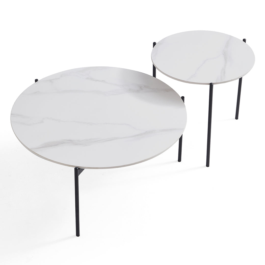Interior Ave - Bianco Nested Coffee Table Set - White Marble Stone - Cosy Abode