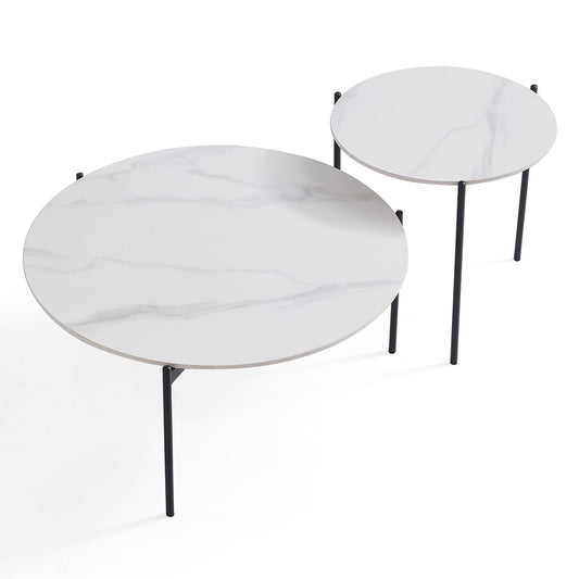 Interior Ave - Bianco Nested Coffee Table Set - White Marble Stone - Cosy Abode