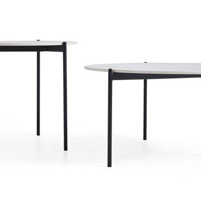 Interior Ave - Bianco Nested Coffee Table Set - White Marble Stone - Cosy Abode