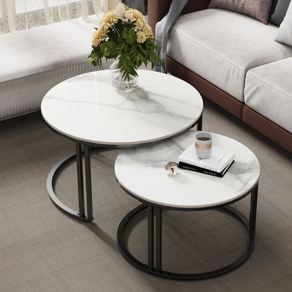 Interior Ave - Premier Nested Coffee Table Set - White Marble Stone - Cosy Abode