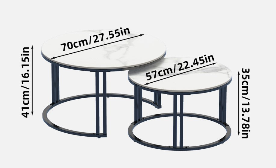Interior Ave - Premier Nested Coffee Table Set - White Marble Stone - Cosy Abode
