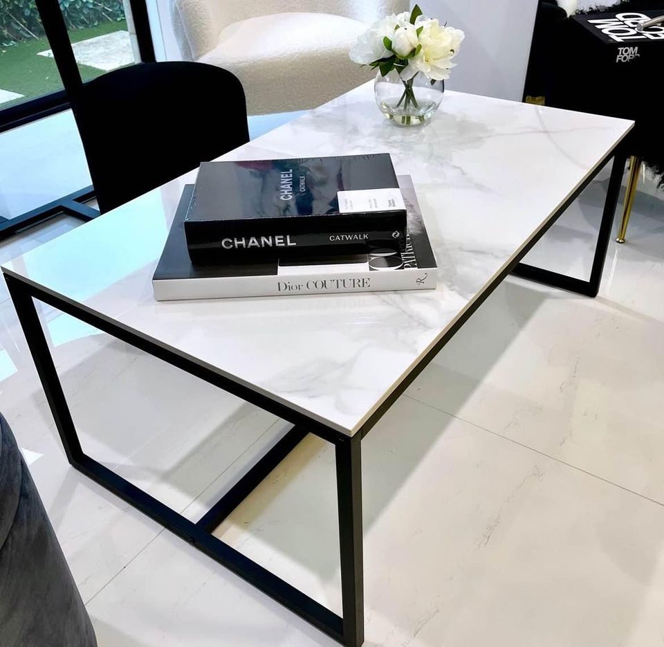 Interior Ave - Monaco Rectangle Coffee Table - White Marble Stone - Cosy Abode