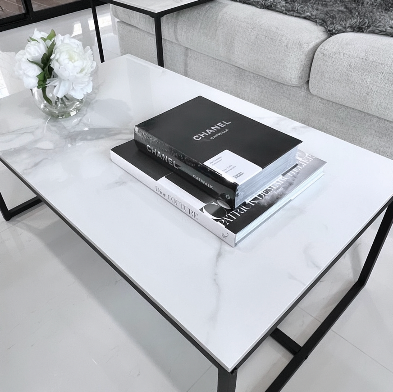 Interior Ave - Monaco Rectangle Coffee Table - White Marble Stone - Cosy Abode