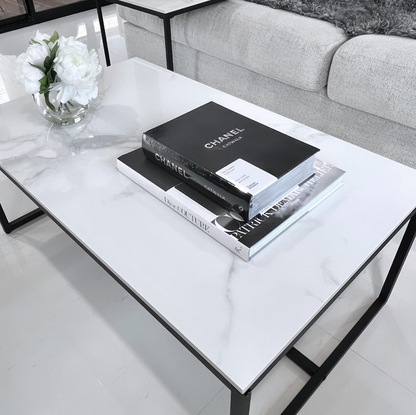 Interior Ave - Monaco Rectangle Coffee Table - White Marble Stone - Cosy Abode