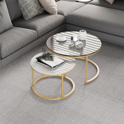 Interior Ave - Elle Luxe - Marble & Gold Nested Coffee Table - Cosy Abode