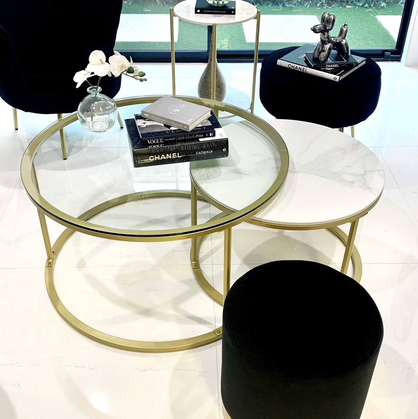 Interior Ave - Elle Luxe - Marble & Gold Nested Coffee Table - Cosy Abode