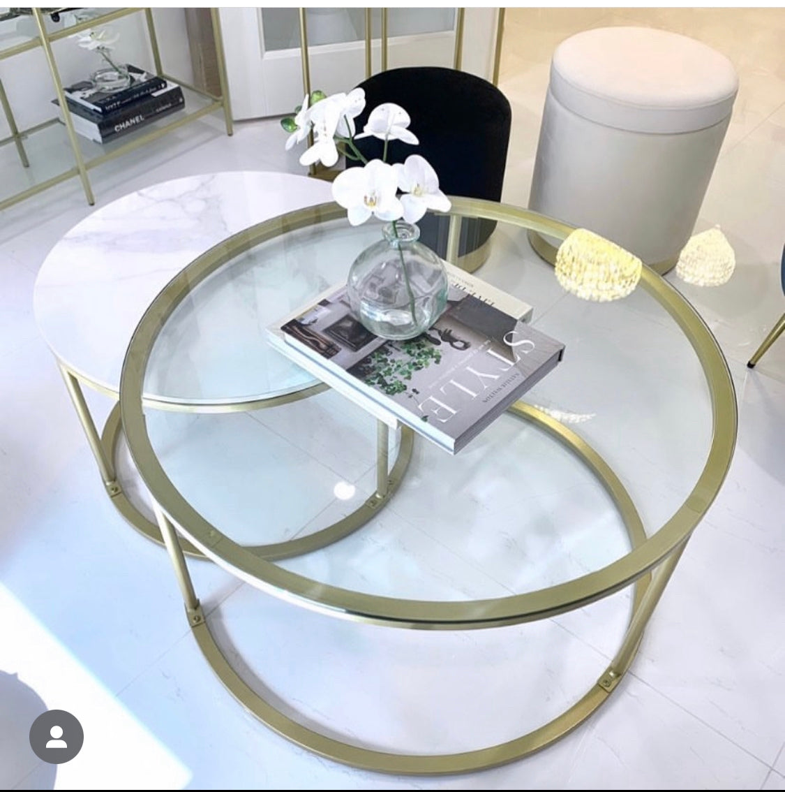 Interior Ave - Elle Luxe - Marble & Gold Nested Coffee Table - Cosy Abode