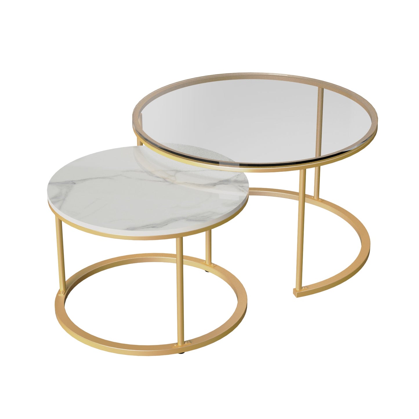 Interior Ave - Elle Luxe - Marble & Gold Nested Coffee Table - Cosy Abode