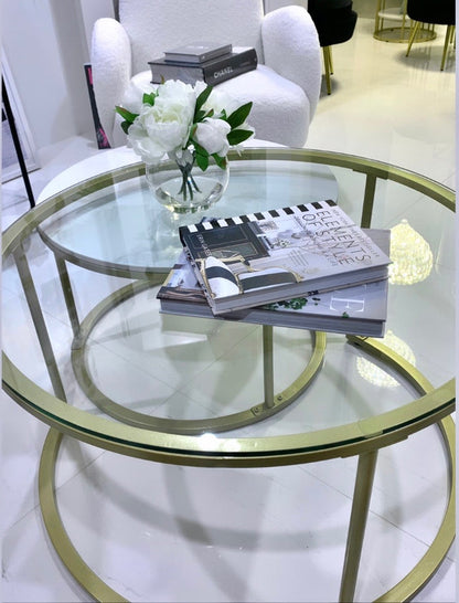 Interior Ave - Elle Luxe - Marble & Gold Nested Coffee Table - Cosy Abode