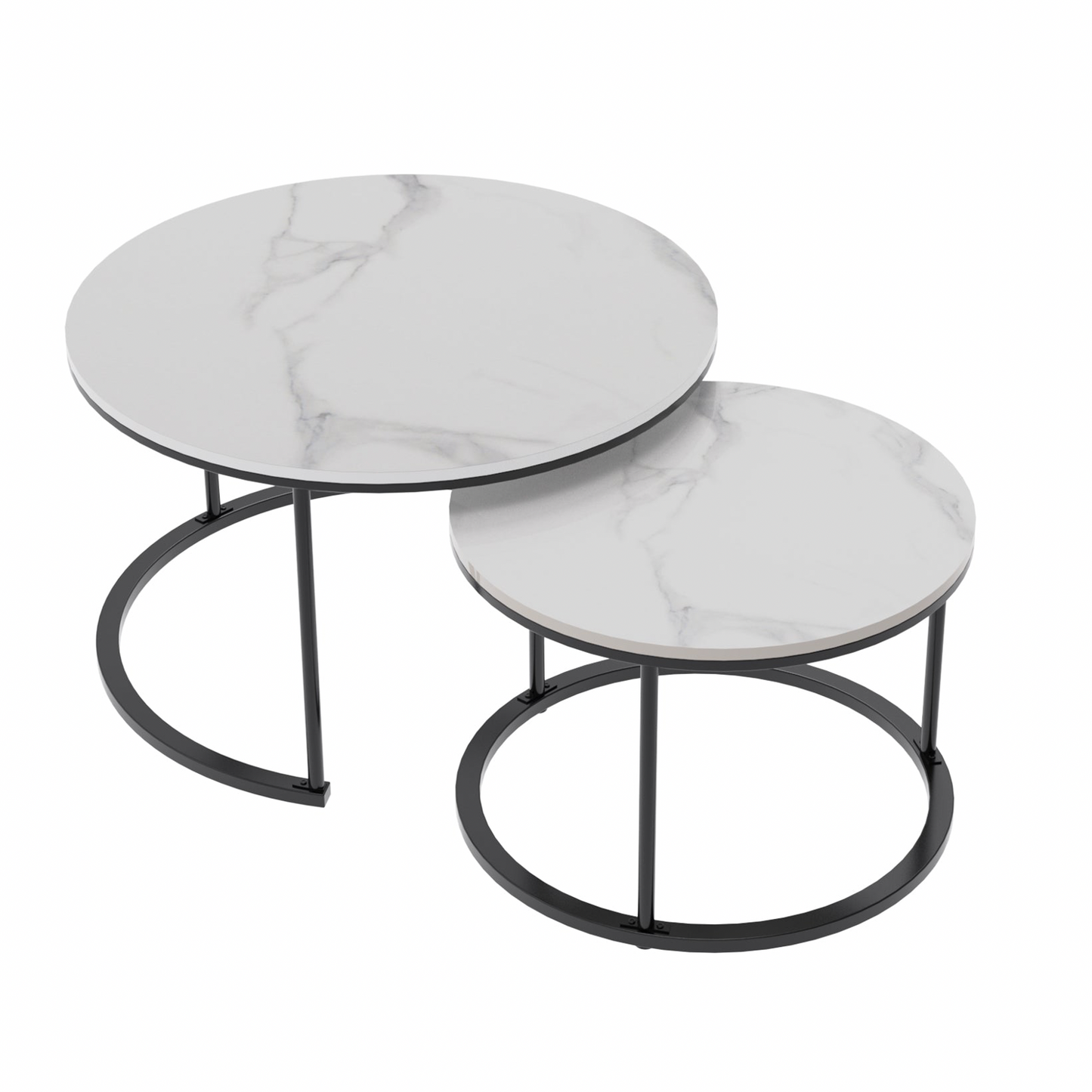 Interior Ave - Executive Stone Nested Coffee Table Set - White & White - Cosy Abode