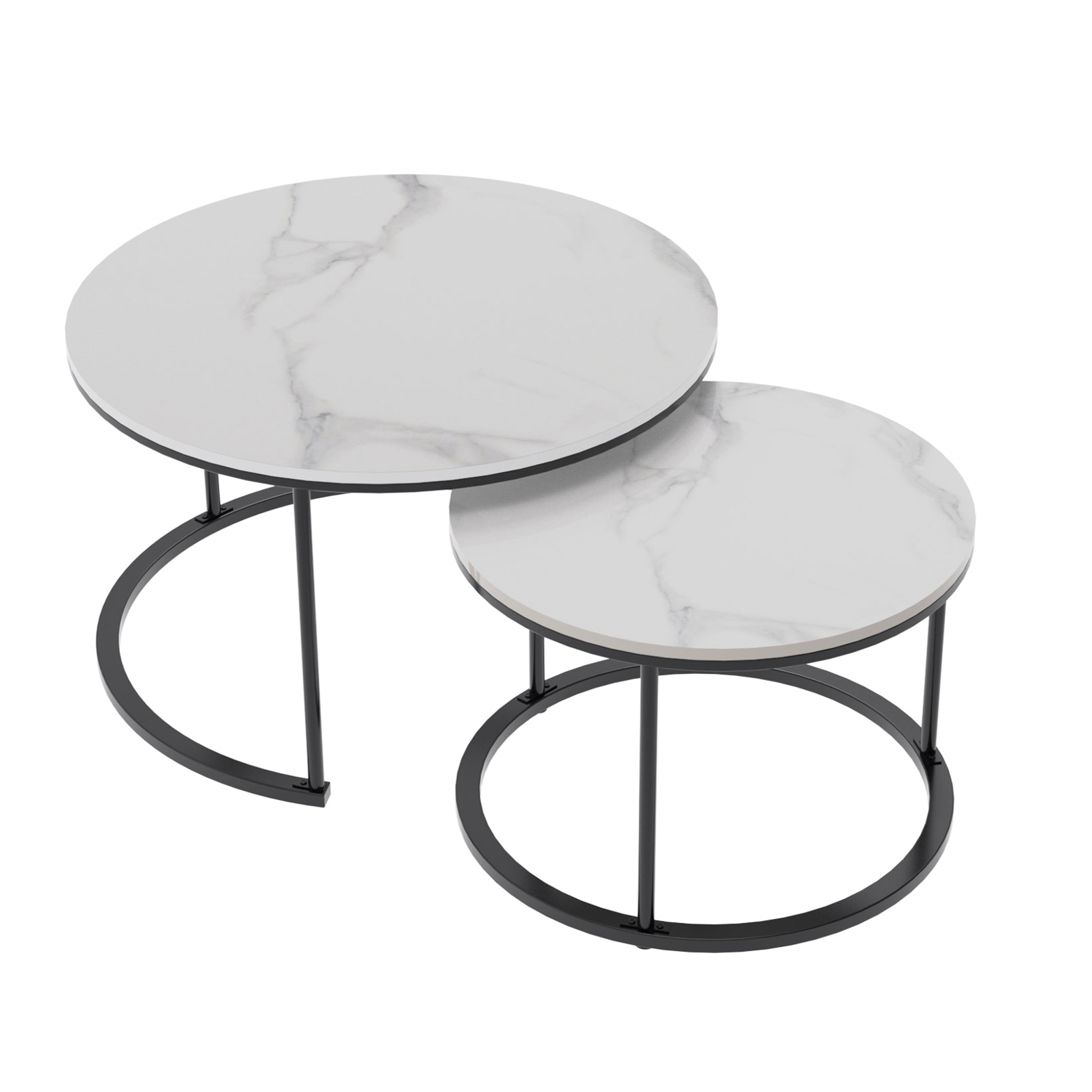 Interior Ave - Executive Stone Nested Coffee Table Set - White & White - Cosy Abode