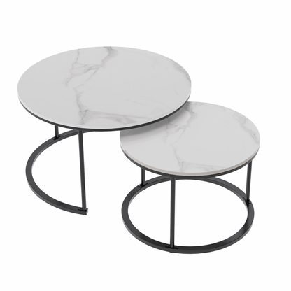 Interior Ave - Executive Stone Nested Coffee Table Set - White & White - Cosy Abode