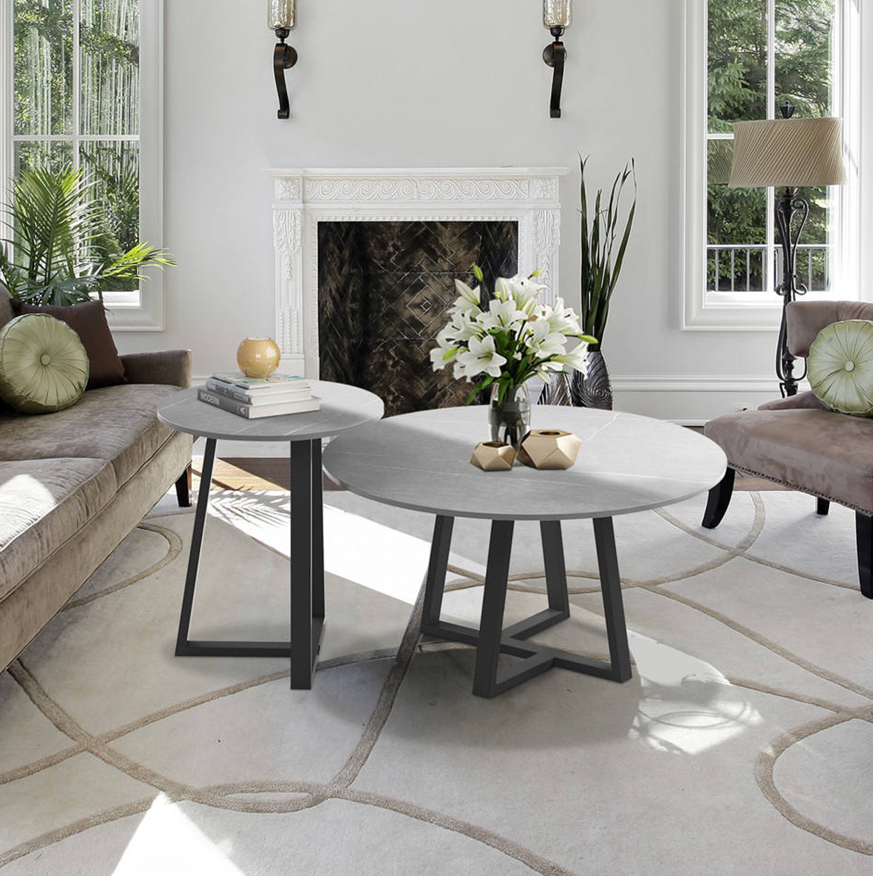 Interior Ave - Broadway Two Tier Coffee Table Set - Stone Grey - Cosy Abode