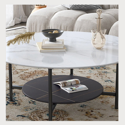 Interior Ave - Duke Round Two Tier Stone Coffee Table - Cosy Abode
