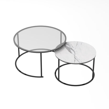 Interior Ave - Elle Luxe - Marble & Black Nested Coffee Table Set - Cosy Abode