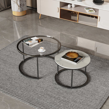 Interior Ave - Elle Luxe - Marble & Black Nested Coffee Table Set - Cosy Abode