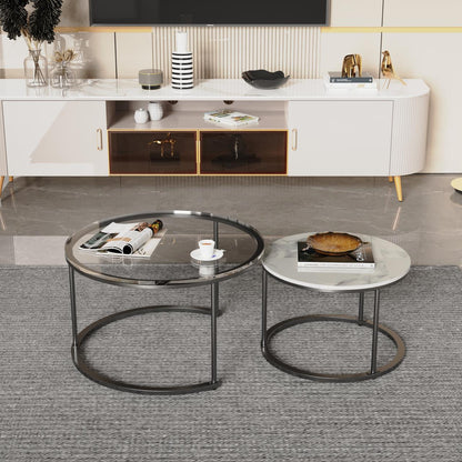 Interior Ave - Elle Luxe - Marble & Black Nested Coffee Table Set - Cosy Abode
