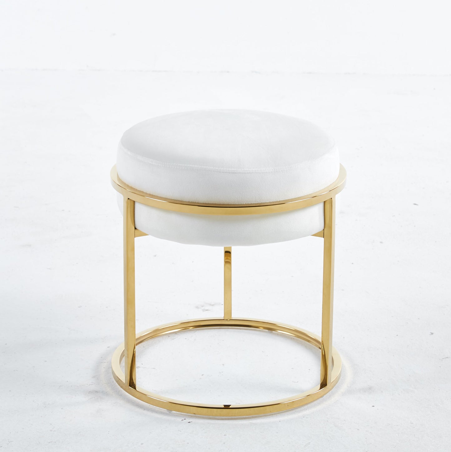 Interior Ave - Soho White Velvet & Gold Ottoman Footstool - Cosy Abode