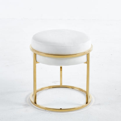 Interior Ave - Soho White Velvet & Gold Ottoman Footstool - Cosy Abode
