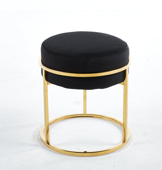 Interior Ave - Soho Black Velvet & Gold Ottoman Footstool - Cosy Abode