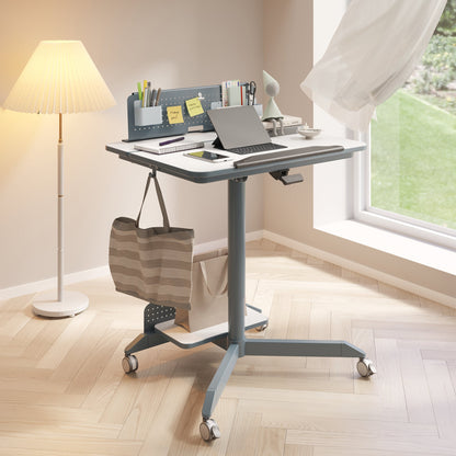 Mobile Home Office Sit and Stand Desk With Tilting Desktop - Cosy Abode