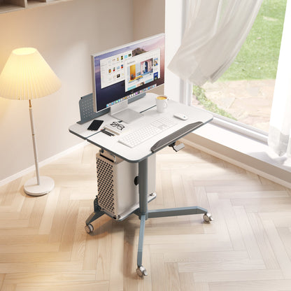 Mobile Home Office Sit and Stand Desk With Tilting Desktop - Cosy Abode