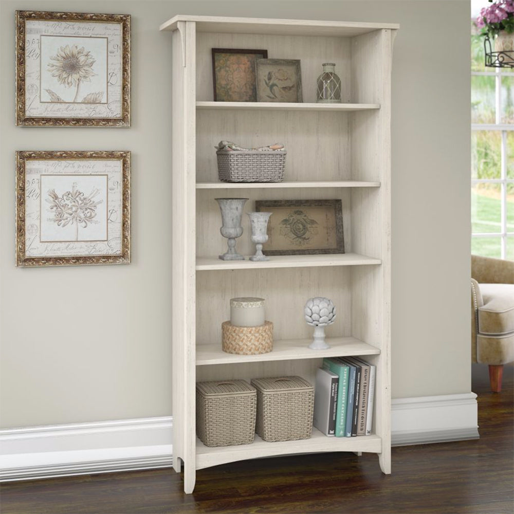 Salinas 5 Shelf Bookcase White - Cosy Abode