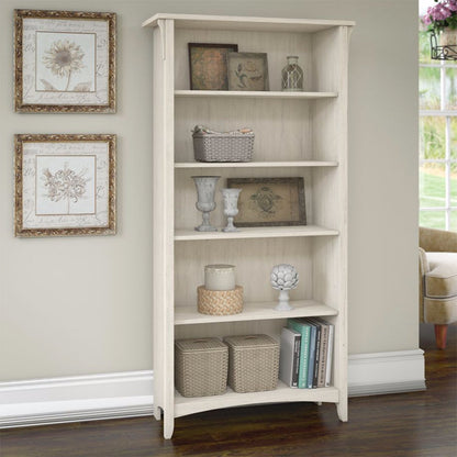 Salinas 5 Shelf Bookcase White - Cosy Abode